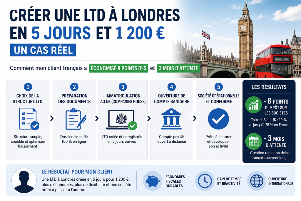 Créer une Ltd à Londres en 5 jours et 1 200 € un cas réel