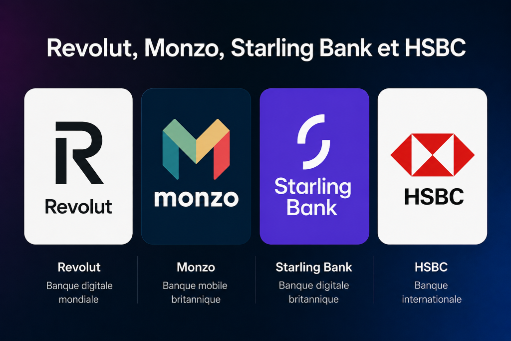 Revolut, Monzo, Starling Bank et HSBC points forts et différences clés