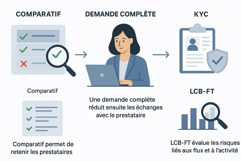 Le comparatif permet de retenir les prestataires compatibles avec votre dossier. Une demande complèt